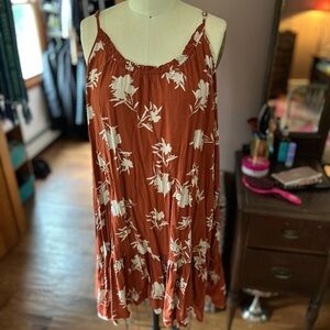 Size large flowy bobeau orange flower mini dress